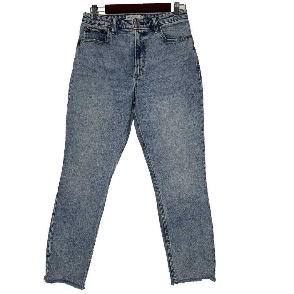 Abercrombie & Fitch The Mom High Rise Blue Jeans‎ Size 28 Distressed Stretch